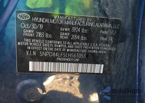 2020 Hyundai Elantra Sel from USA, damaged, VIN 5NPD84LF5LH563053